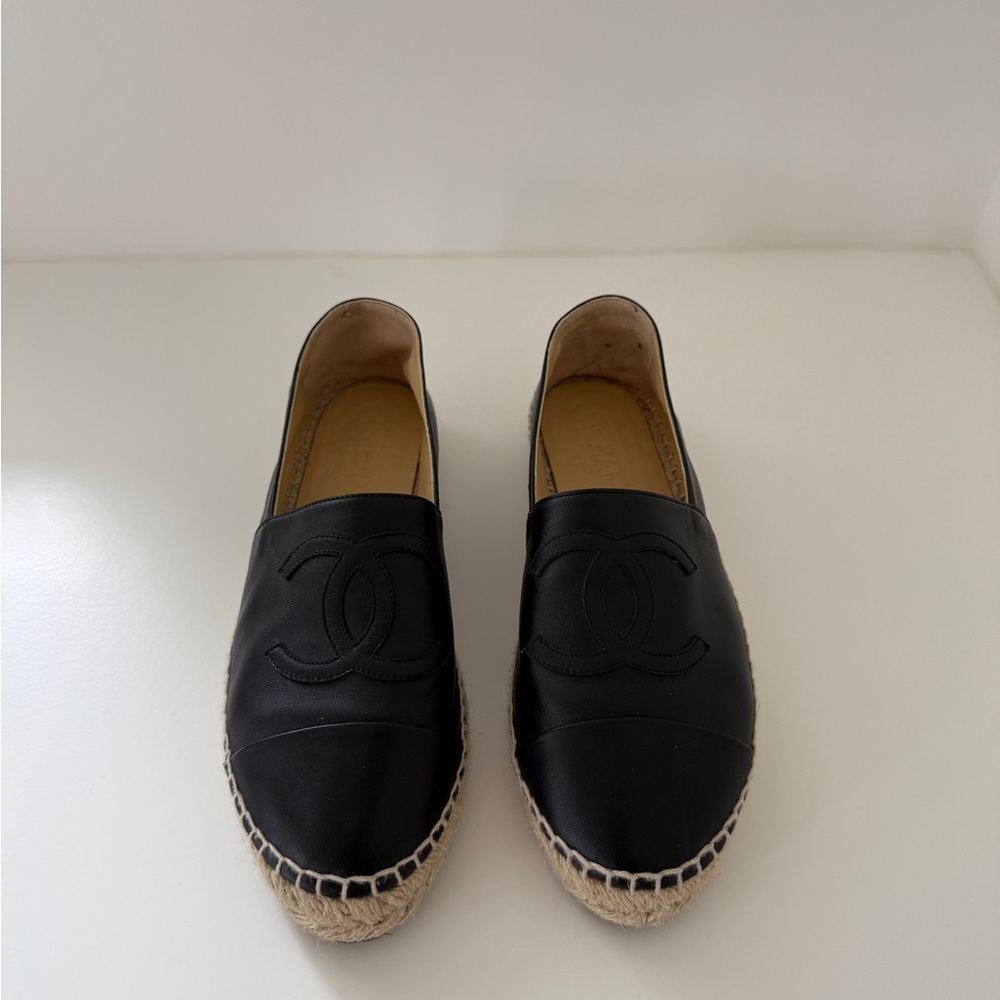 CHANEL Black Espadrille Shoes